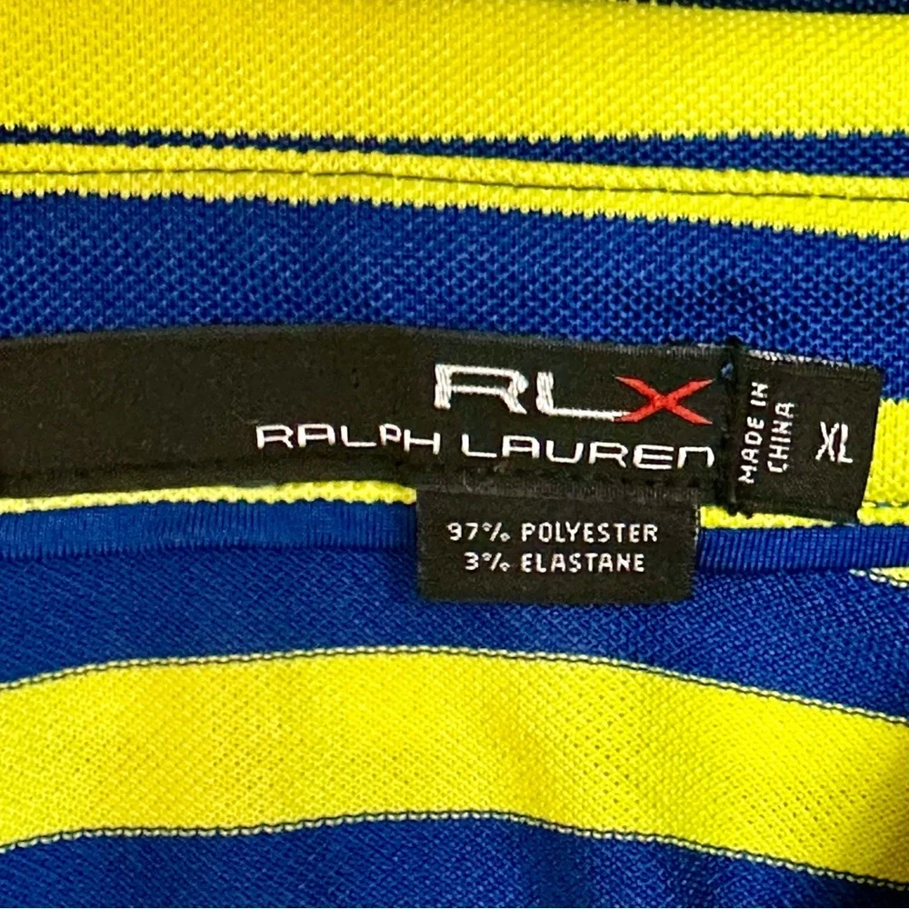 Ralph Lauren RLX Yellow and Blue Polo Shirt Las Vegas Golf Resort Wear Preppy